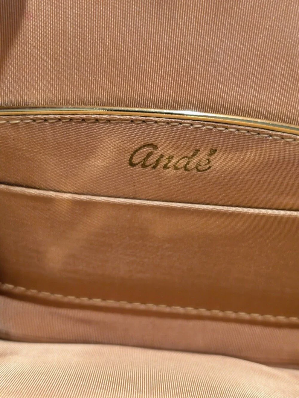 Vintage Gold Metallic Evening Chain Strap Bag Snap Closure With Diamond Accent